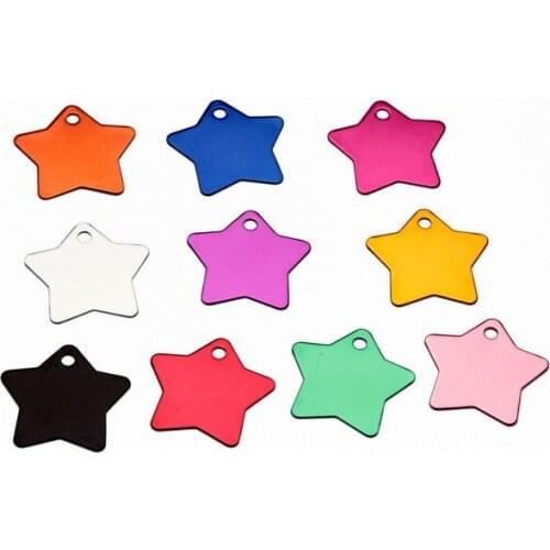500 Pcs/Lot Custom Personalized Laser Engraved Star Shaped Pet ID Tag Strong Anodized Aluminum DIY Promotion Gift