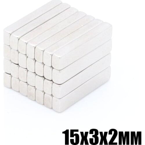 500pcs 15x3x2 mm Strong Bar Block Magnets Rare Earth Neodymium 15x3x2mm Ndfeb Neodymium Magnet