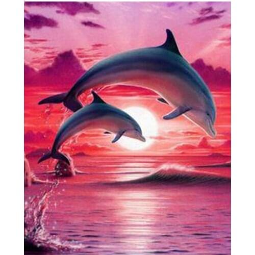5D Square Round Diamond Embroidery Dolphin Animal Patterns Diamond Mosaic sale DIY Diamond Painting Cross Stitch Full Rhinestone