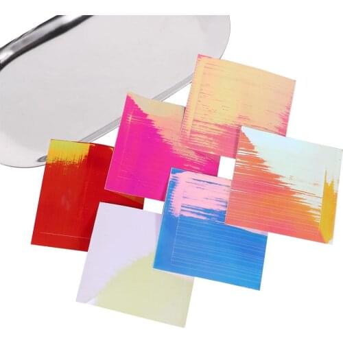 6 Sheets Holographic Nail Foils Ultra Thin Laser Line 3D Stickers Nail Art Transfer Stickers DIY Candy Color Manicure Design
