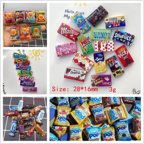 7 Pcs 1/12 Scale Cute Mini Candy Kids Doll Play Toys Food Miniature Dollhosue Resin Snack Pretend Food for Dolls Kitchen Toys