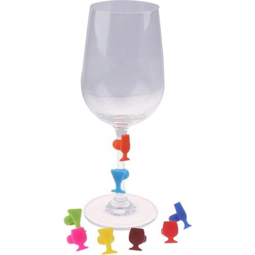 8pcs Silicone Wine Glass Shape Wine Glass Marker Drinking Cup Identifier