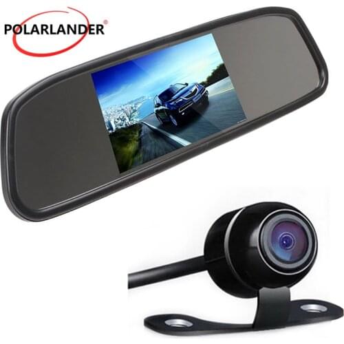 CCD 2CH Video diaplay 4.3 inch Car LCD Rearview Mirror Monitor with Reversing Camera Auto Parking Assistance system