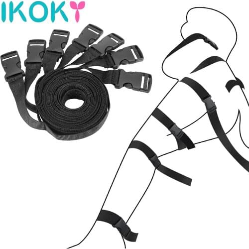 IKOKY SM Bondage Belt Handcuffs Harness Erotic Fetish Restraints Nylon Rope Adult Games Sex Shop 7PCS/Set Sex Toys for Couples