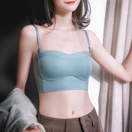 Anti-glare Tube Top Underwear Gathers Womens Thin, Seamless, Big Breasts, Small Bra, Summer Strapless