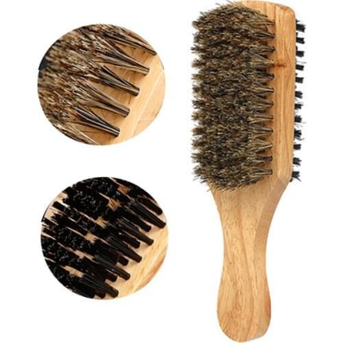 Men Boar Bristle Hair Brush - Natural Wooden Wave Brush for Male, Styling Beard Hairbrush for Short,Long,Thick,Curly,Wavy Hair