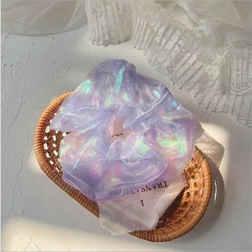 Oversized Fairy French Mesh Hair Scrunchies Elegant Chiffon Women Elastic Hair Bands Girls Hair Ties Stretch Ponytail Holder