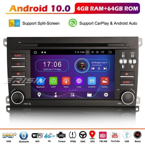 Erisin 6914 Android 10.0 Car Radio Autoradio DVD Carplay GPS DAB+ WIFI 4G OBD Navi USB Bluetooth RDS 4G for Porsche Cayenne