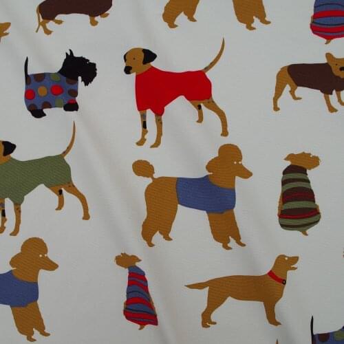 145cmx50cm Cotton Canvas Fabric for handmad, bed, bag, curtain - Lovely Dogs