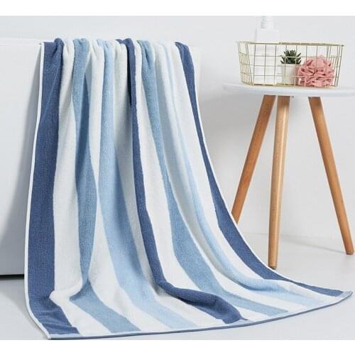 90x180cm Cotton Stripe Bath Towel For Adult Soft Absorbent Soft Household Bathroom Gym Yoga Beach Towel