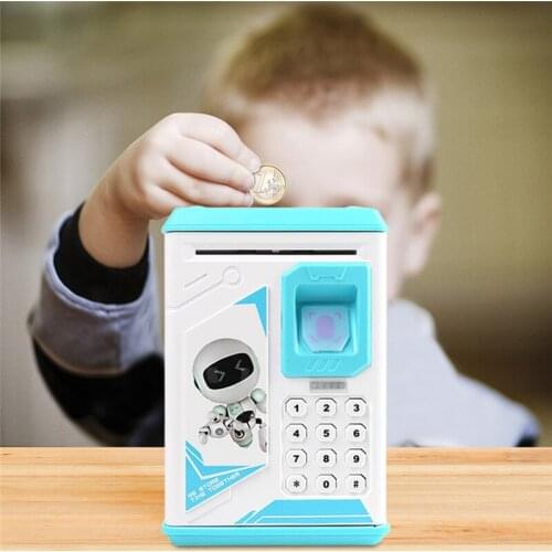 Piggy Bank Fingerprint ATM Password Money Box Coin Saving Box Deposit Banknote Kids Cash Box Bank