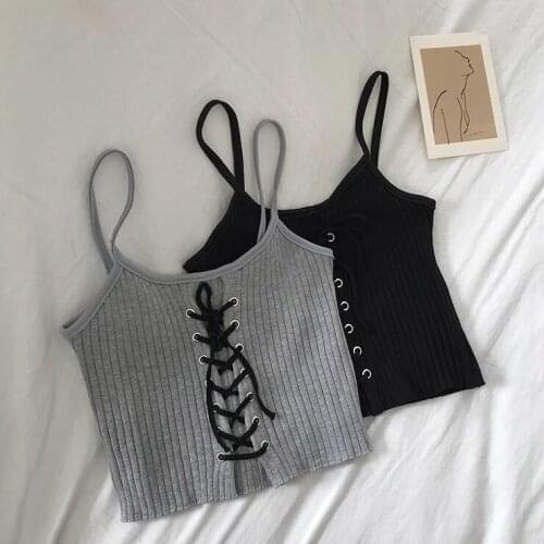 Summer Clothes 2020 Women Personalized Cross Bandage Vest Camisole Base Shirt Sexy Cross Straps Tops Vest Slim Cropped Tops