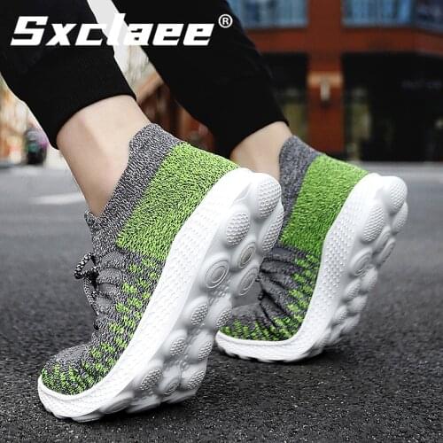 Sxclaee Fashion Simple Mens Casual Shoes Breathable Cushioning Jogging Male Sports Shoes Outdoor Anti-skid Sports Mens Shoes