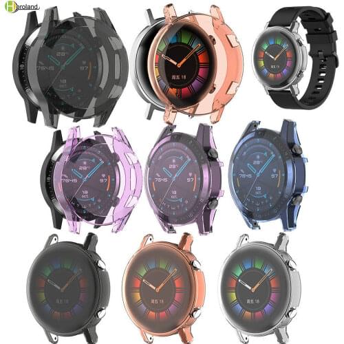 Soft TPU Full Protective Case For Huawei Watch GT 2 46mm 42mm Transparent Accessories Frame clear Screen Protective Cover Shell