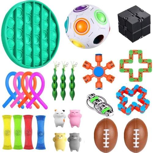 24 Pack Fidget Sensory Toy Set Stress Relief Toys Autism Anxiety Relief Stress Pop Bubble Fidget Sensory Toy For Kids Adults