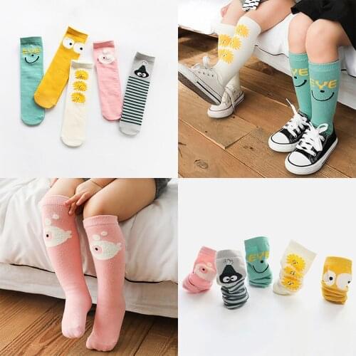 1 Pair Unisex Cartoon Cute Cotton Sock Clothes Toddler Infant Knee High Long Socks For Baby Infant Cute Animal Kids 0-3 Y #l