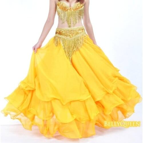 New Tribal chiffon curling Gypsy belly dance high-end skirt Practice/Performance belly dance large skirt without waist belt