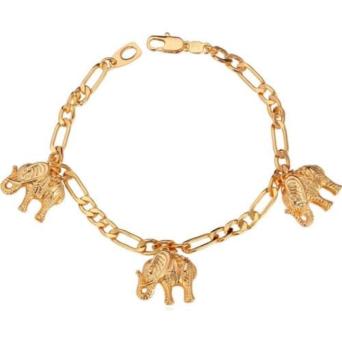 Kpop New Item Cute Charms Bracelet Bangles Gold Color Lovely Elephants Charms Fashion Jewelry For Women H516