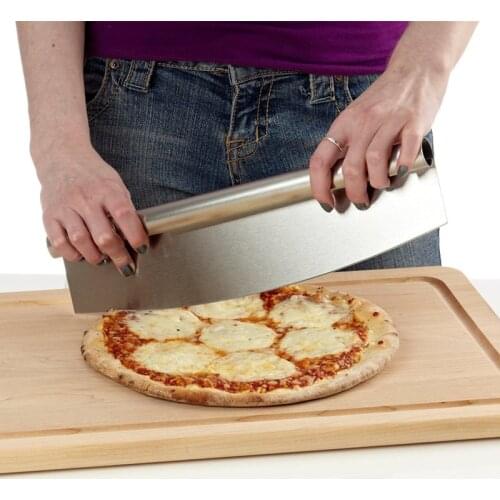 12 Inch Pizza Cutter Sharp Rocker Blade Premium Stainless Steel Rocking Pizza Knife Pastry Chopper
