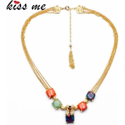 Charming Cute Mulit Chain Created Gemstone Small Dog Necklace Fashion Bijoux Collares Bijuterias for Women