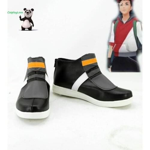 P GO Pocket Monster Trainer Male Black Cosplay Shoes Long Boots Leather CosplayLove For Halloween Christmas