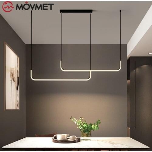 Long Tube Pendant Lights Long Strip LED With Aluminum Iron For Office Restaurant Bar Living Room Kitchen Hanging Lamp Chandelier