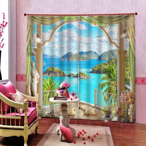 Blue sceney landscape curtains Beautiful Photo Fashion Customized 3D Curtains blackout curtains