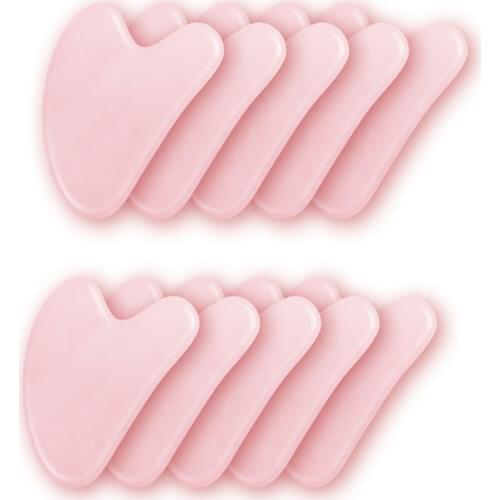 5/10pcs Rose Quartz Jade Stone Heart-shaped Gua Sha Scraper Massage Handmade Guasha Board Anti Wrinkle Skin Care Gouache Scraper