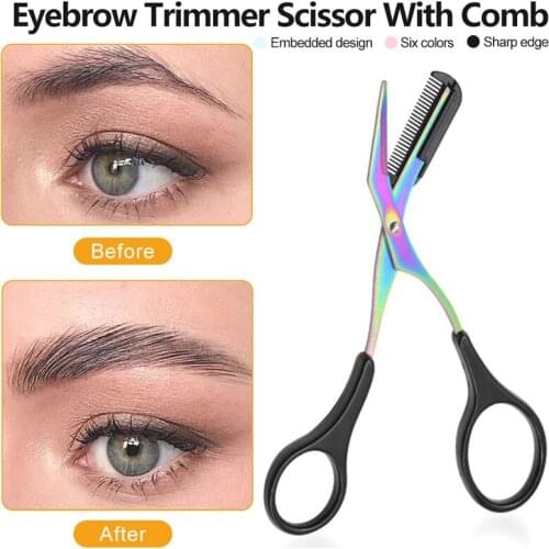 Eyebrow Trimmer Makeup Scissor with Comb Hair Removal Shears Comb Grooming Cosmetic Eyebrow trimming Tools