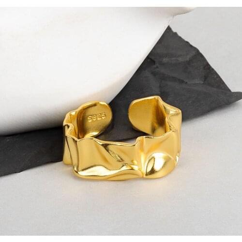 Punk Rock Gold Round Silver Color Irregular Stackable Open Rings For Women Adjustable Simple Designer Rings Fashion Jewelry Gift