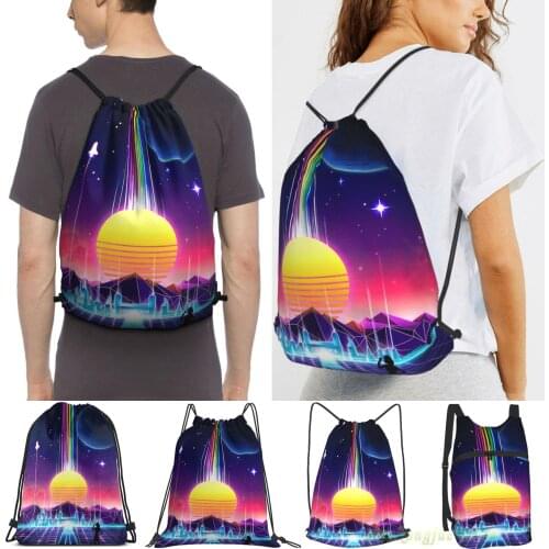 Neon Sunrise Women Purpose Drawstring Backpack Bags Men Outdoor Travel Backpacks For Gym Training Swimming Fitness Bag
