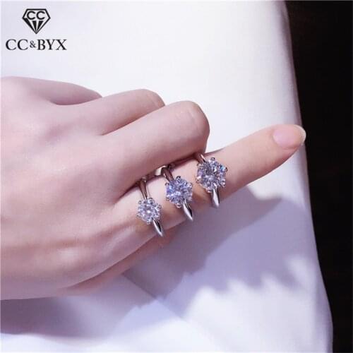 CC S925 Stamp Silver Color Rings For Women Simple Classic Bridal Wedding Romantic Jewelry Engagement Anel Drop Shipping CC633