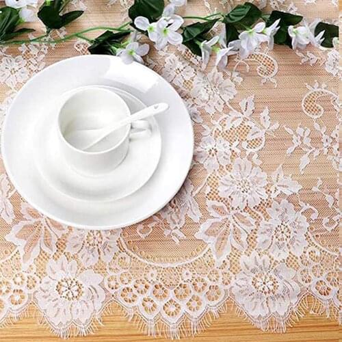 1pcs 36x300cm Farmhouse Inspired White Floral Lace For Banquet Desk Home Runner Party Wedding Table Decoration Birthday Bap A8C3
