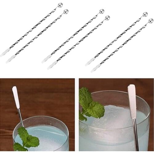 10Pcs Thread Cocktail Paddle Drink Stirrers Stainless Steel Coffee Beverage Swizzle Stick for Bar Party Home Office