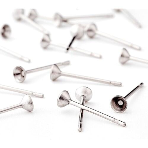 1000pcs 304 Stainless Steel Metal Post Ear Stud Jewelry Components for Pointed Back Xilion Rivoli Rhinestone 316 Stainless Steel