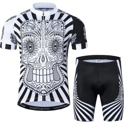 2021 Cycling Jersey Set Bike Jersey MTB Bicycle Clothing Breathable Bike Clothes Homme Maillot Roupas Ciclismo Black White Skull