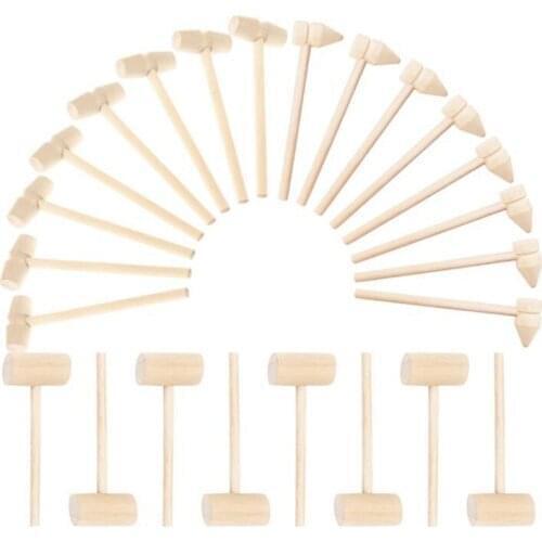 24 Pieces Mini Wooden Hammers for Chocolate,Crab or Lobster Seafood Hammers,Crafts and Party Game Props,Seafood Tool
