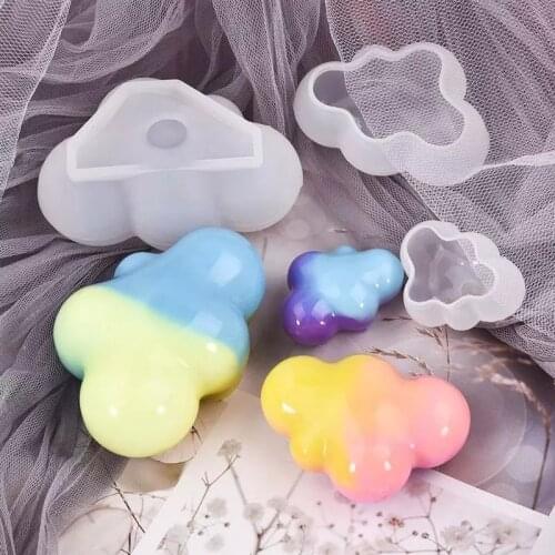 3pcs 3D Cloud Shape DIY Soap Molds Chocolate Silicone Mold Mousse Ice Cube Mould Pudding Candy Candle Handmade Bath Salt Molds