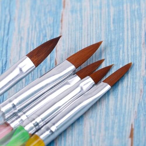 5Pcs Colorful Acrylic Crystal Pen Nail Art Brush Tools Set Acrylic UV Gel Painting Drawing Brushes Cuticle Pusher Tool