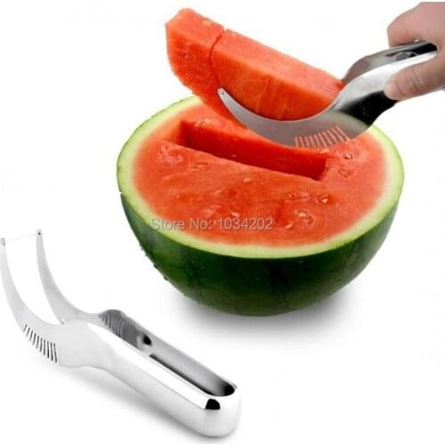 50PCS/LOT Watermelon Cutter Slicer Knife Corer Cutting Server Scoop Stainless Steel Fruit Vegetable Tools #GX46