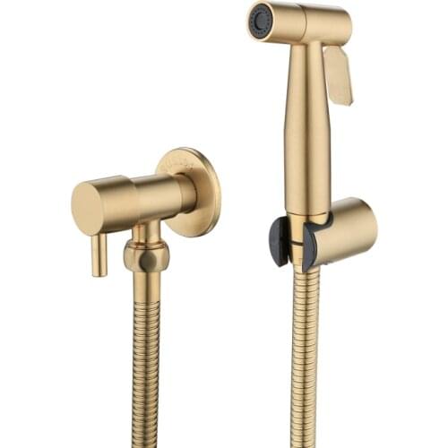 Antique Brushed Gold Douche Kit Hand Held Bidet Sprayer Stainless Steel Toilet Bidet faucet Shattaf Valve Jet Set Shower Head