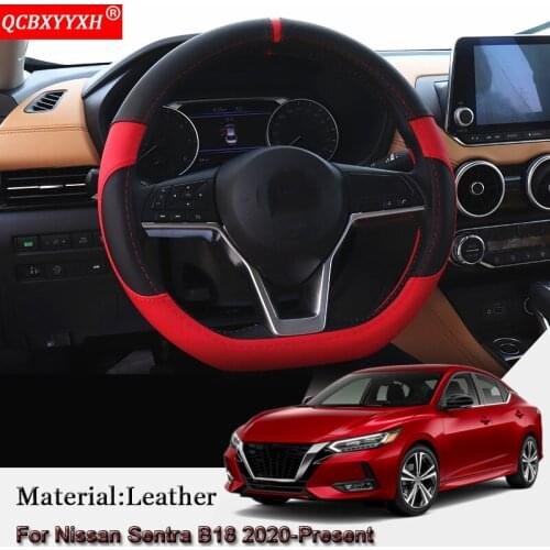 Car Styling Leather Car Steering Wheel Cover Car Steering-wheel Hubs Interior Car Accessories For Nissan Sentra B18 2020-Present