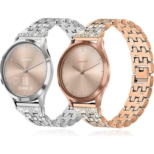 Diamond Bling Strap Compatible Garmin Watch Vivoactive 4 3 Garmin Vivomove HR Active Watch Jewelry Metal Wrist Strap 20mm 22mm