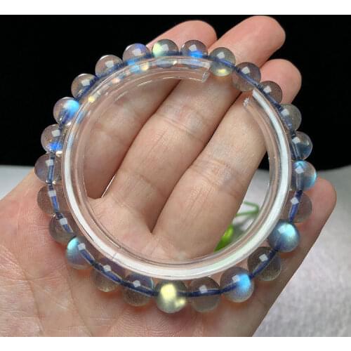 Natural Stone Shiny Gray BlueLigth Labradorite Beads Bracelet 7-10mm stretch Bracelet