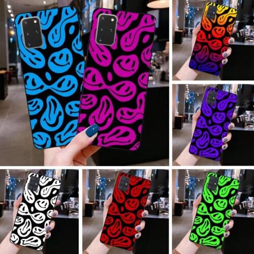 Distorted Exaggerated Smiley Hippie Phone Case For Samsung Galaxy S21 Plus Ultra S20 FE M11 S8 S9 plus S10 5G lite 2020