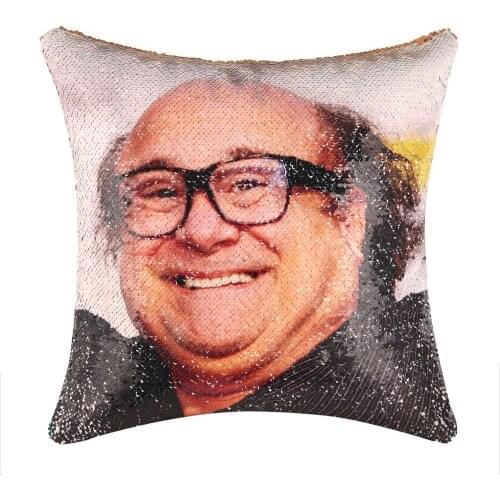 DIY Shining Sequin Danny Devito Reversible Color Changing Pillow Case Magical Mermaid Decorative Cushion Cover 40x40cm