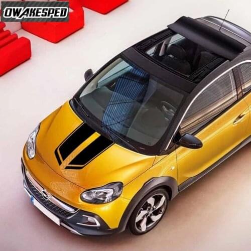 For Opel Adam S Black Jack Car Bonnet Stripes Auto Hood Tail Decor Stickers Racing Sport Styling Engine Cover Vinyl Decals