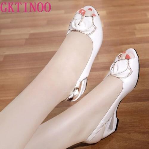 GKTINOO 2021 Summer New Style Sandals Female Summer With Wedges Open Toe Shoes White Shoes Comfortable Womens Shoes