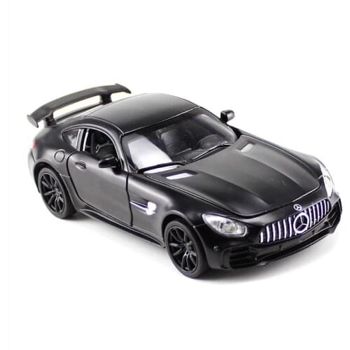 Toy Car Model AMGGTR 1:32 Metal Toy Sports Car Sound And Light Toys Pull Back Mustang Car Model Child Toys Gifts For Boys