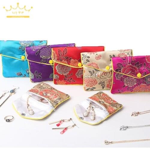 Chinese Embroidery Small Bag Jewelry Packaging Storage Bag Zipper Bag Gift Bag Fabric Bag Ring Bracelet Storage Bag Small Wallet